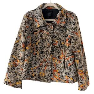 Weavz women’s embroidered abstract swing jacket size M fits a large artsy